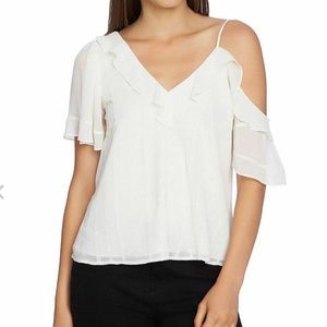1.State | Ruffle One Shoulder Embroidered Top